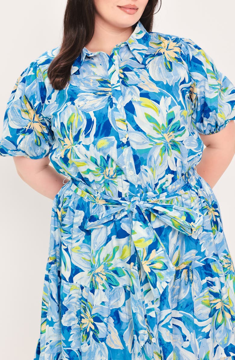 FLYING TOMATO Printed Maxi Dress, Alternate, color, Blue Floral