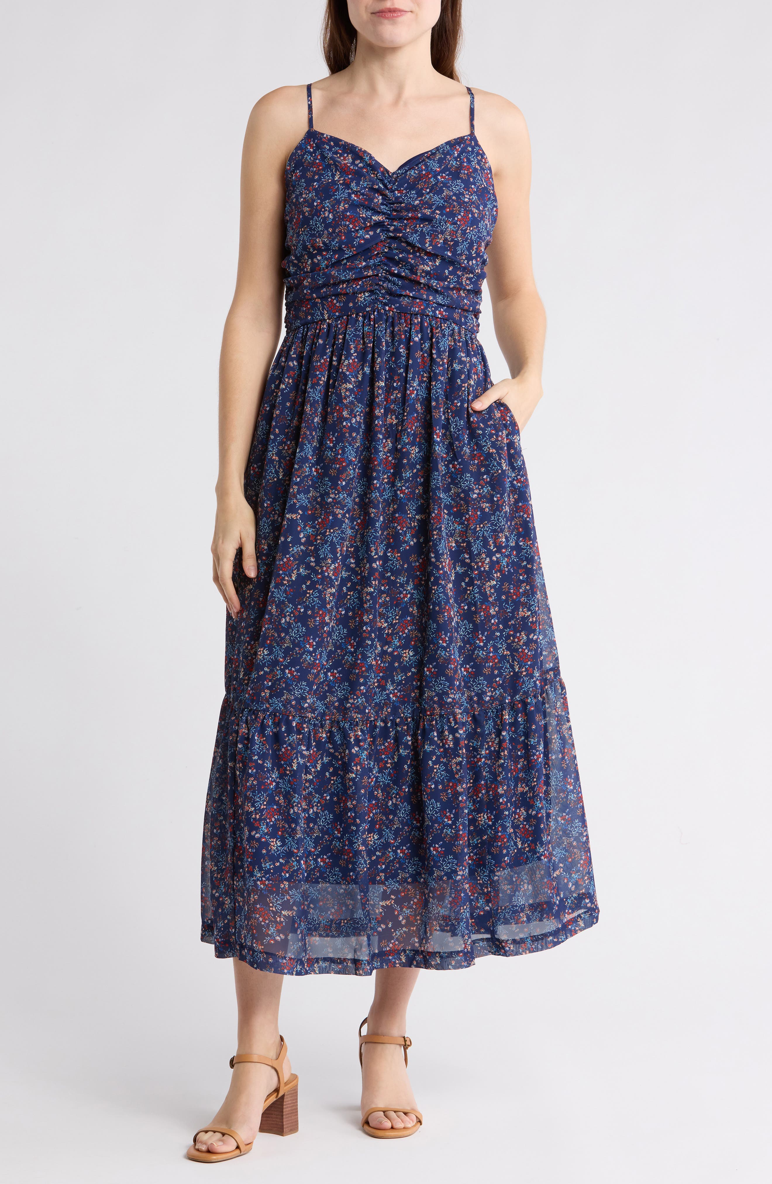 WISHLIST Shirred Floral Maxi Dress