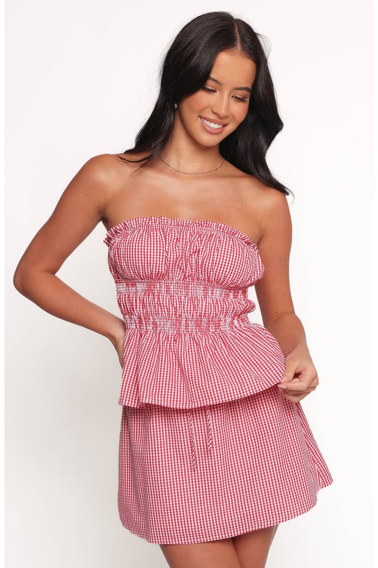 Luna Two-Piece Strapless Top & Mini Skirt Set, Alternate, color, RED POLKA DOT