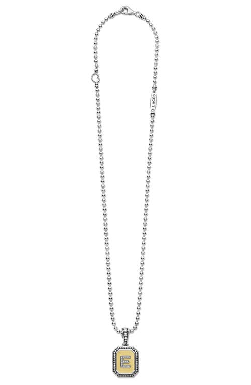 Lagos Signature Caviar Diamond Initial Pendant Necklace In Two-tone E