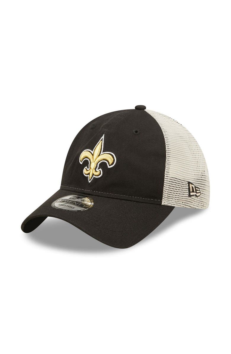 New Era Men's New Era Black/Natural New Orleans Saints Loyal 9TWENTY Trucker Hat, Main, color, 