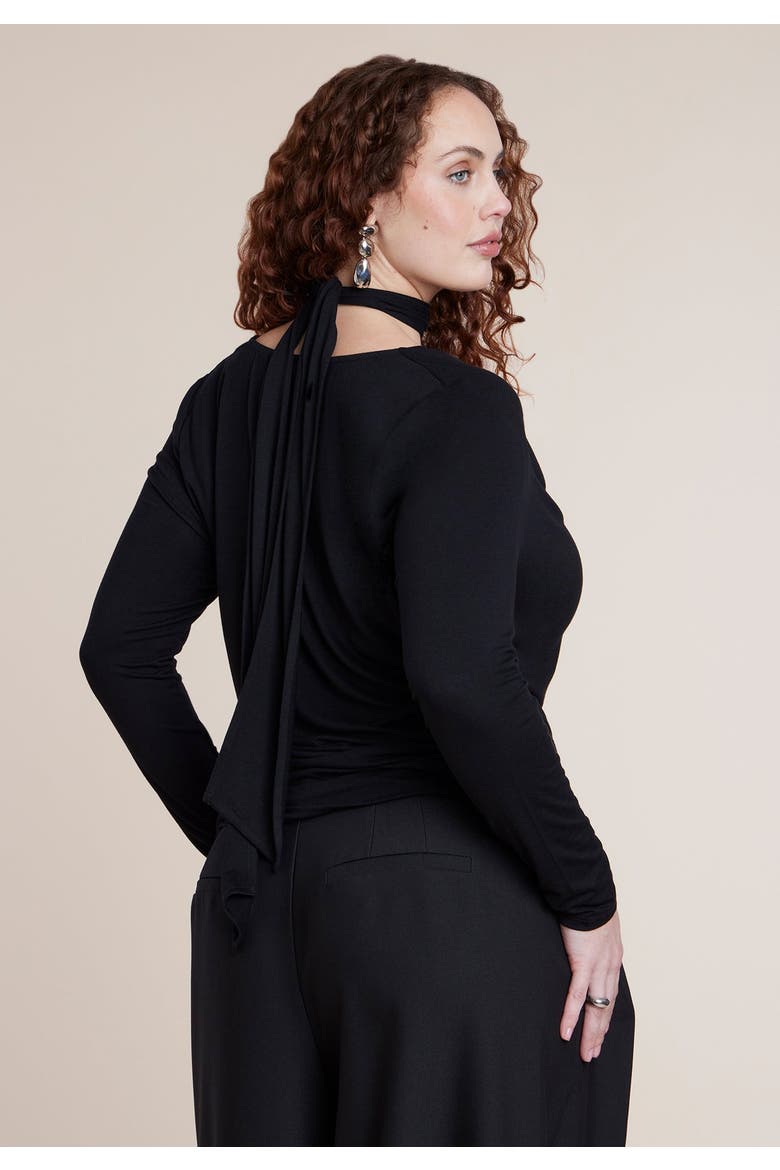 Cowl Neck Scarf Top, Alternate, color, BLACK ONYX