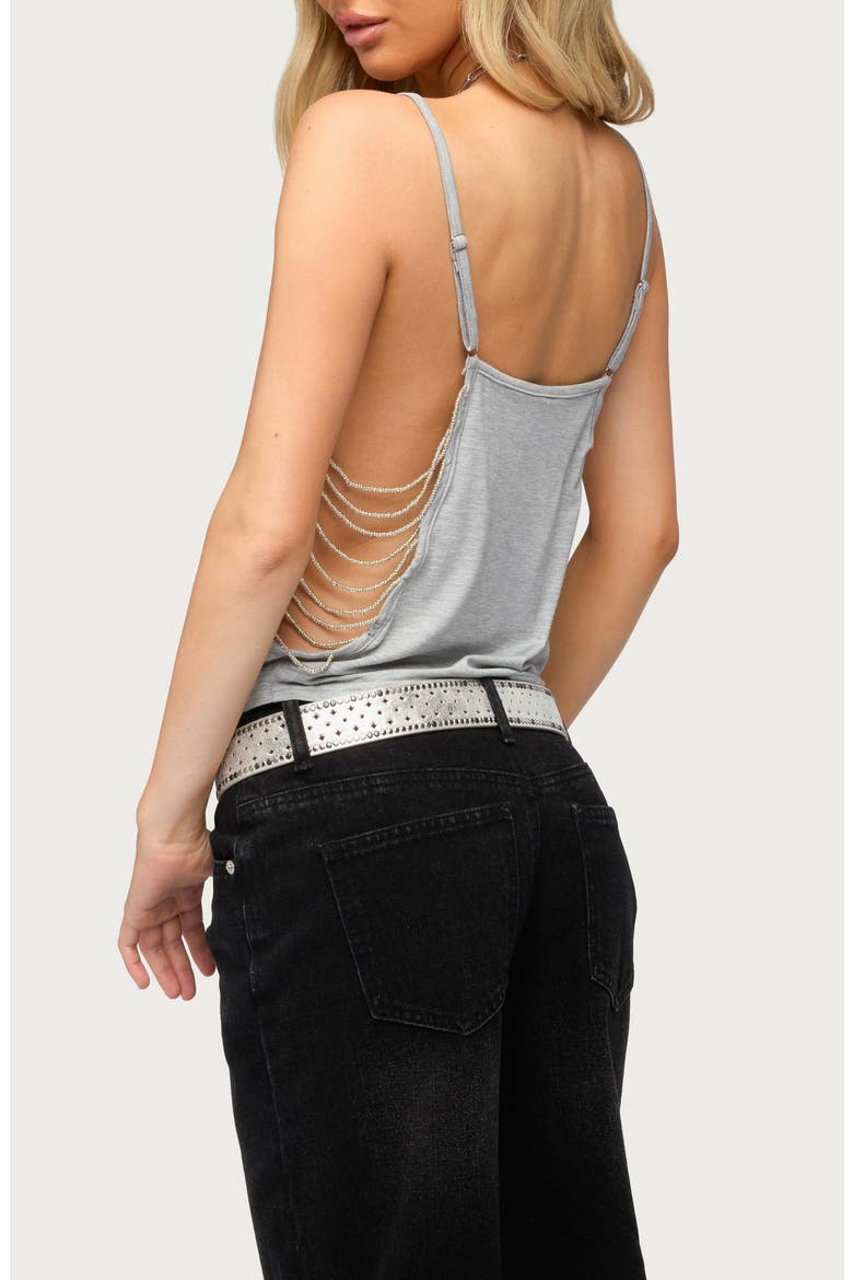 Donia Beaded Side Cutout Tank, Alternate, color, GRAY-MELANGE