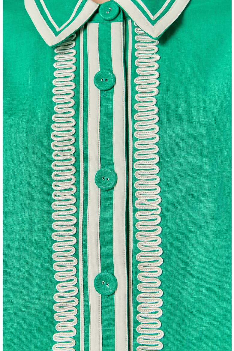 Embroidered Linen & Cotton Jacket, Alternate, color, KELLY GREEN