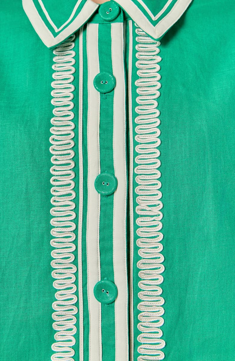 English Factory Embroidered Linen & Cotton Jacket, Alternate, color, Kelly Green