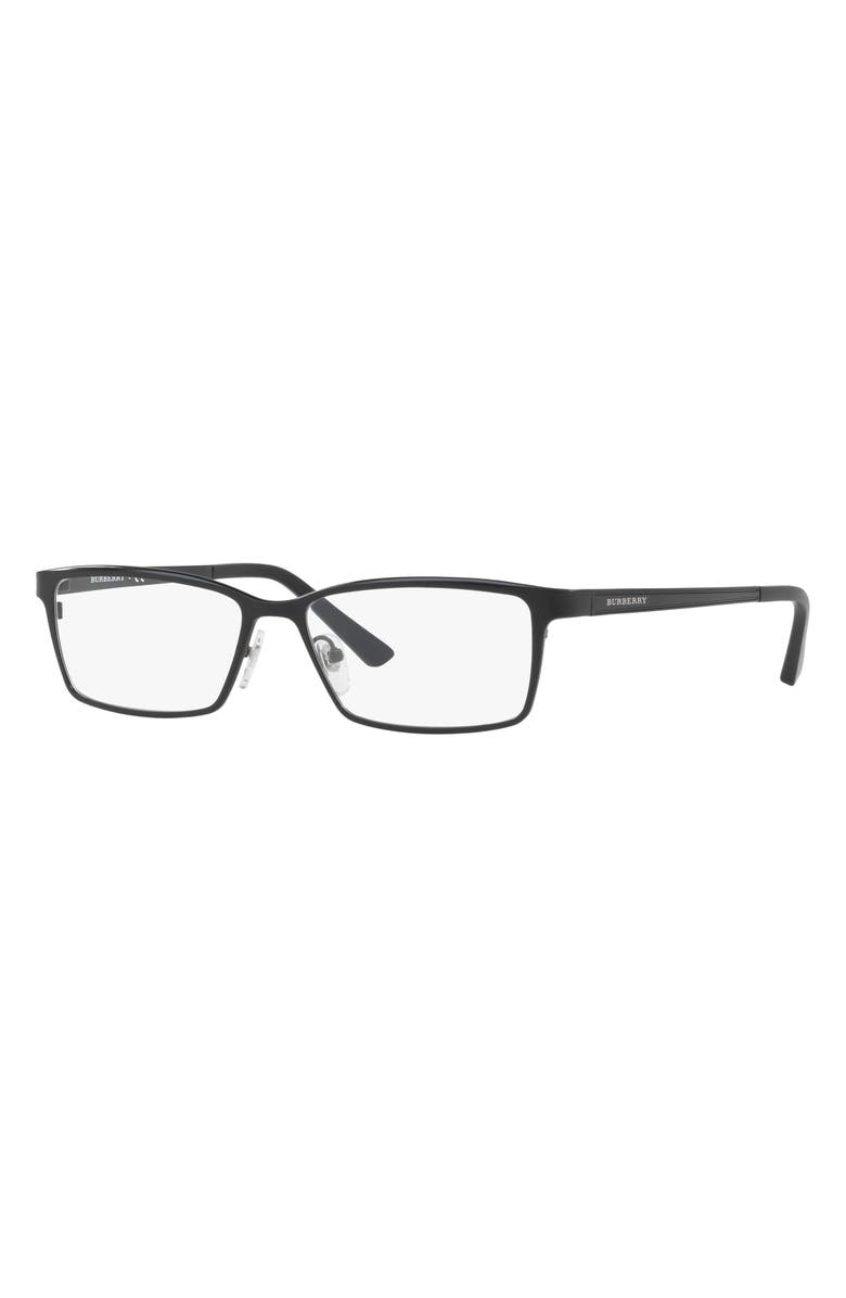 Burberry 56mm Rectangular Optical Glasses, Alternate, color, Matte Black / Demo Lens