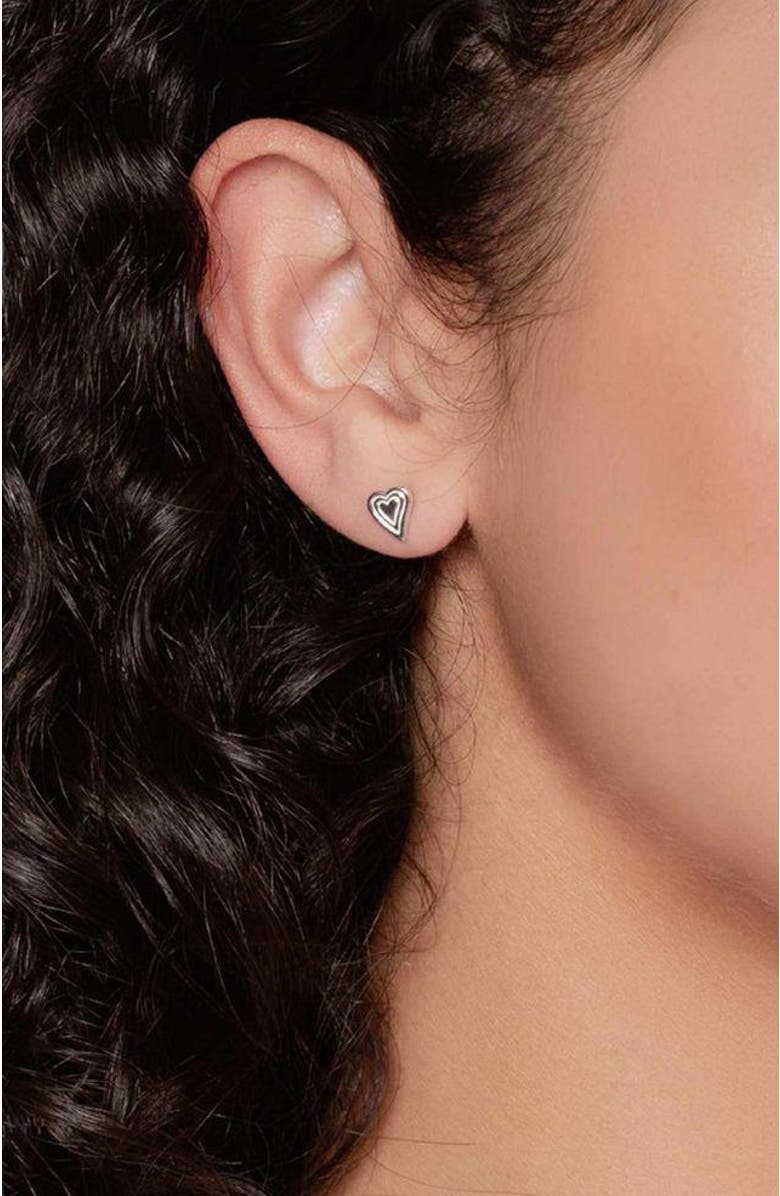 Rizen Jewelry Emanate Love Heart Stud Earrings, Alternate, color, Sterling Silver