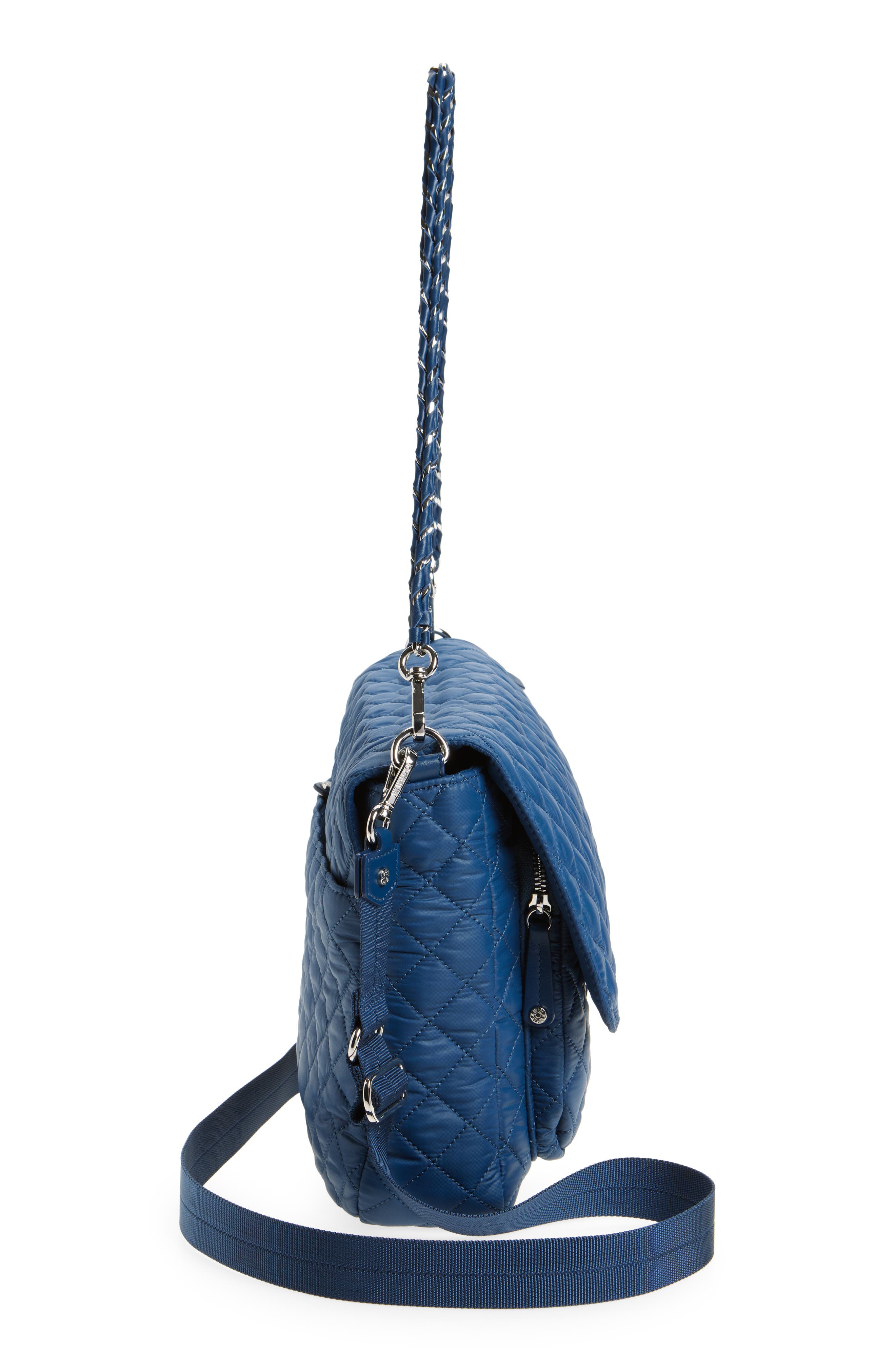 MZ Wallace Large Crosby Lock Quilted Nylon Crossbody Bag, Alternate, color, French Blue