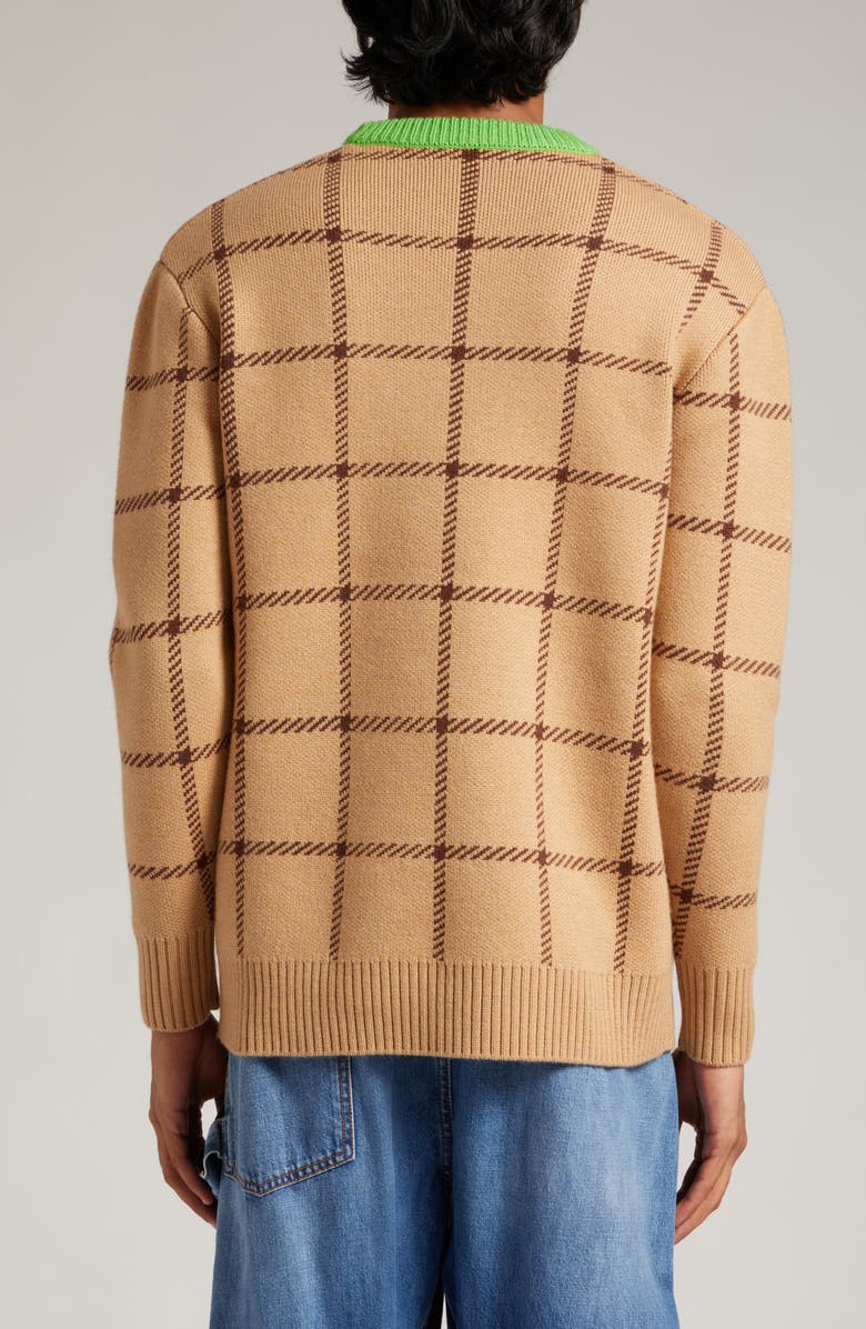JW Anderson Check Jacquard Wool Crewneck Sweater, Alternate, color, 