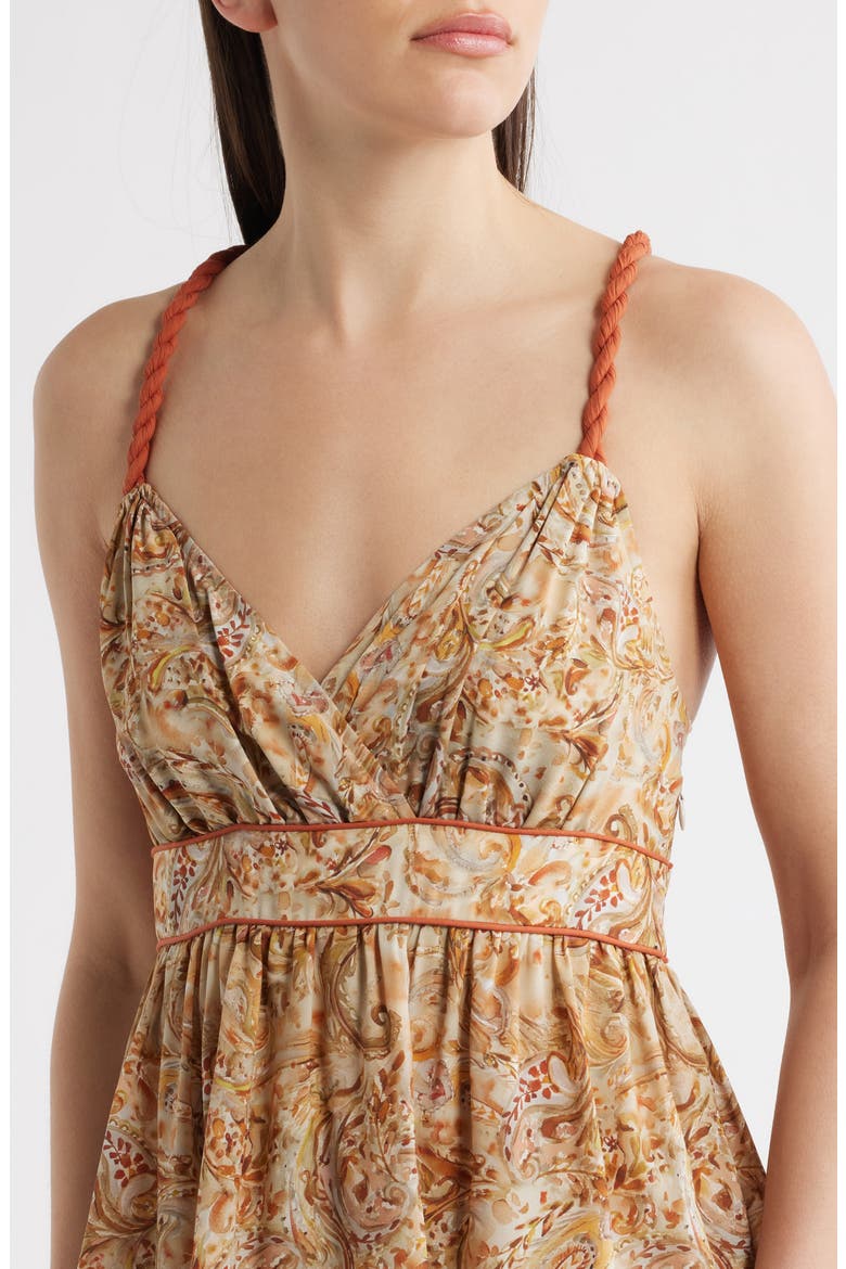 Tiered Open Back Maxi Dress, Alternate, color, BROWN PAISLEY