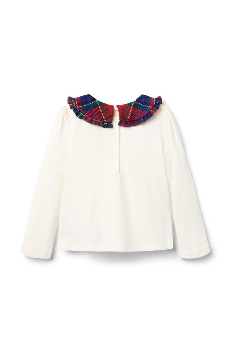 Janie and Jack Tartan Ruffle Collar Top, Alternate, color, White