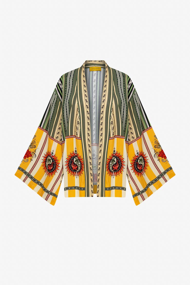 Sun Printed Desert Echo Caftan, Alternate, color, Green
