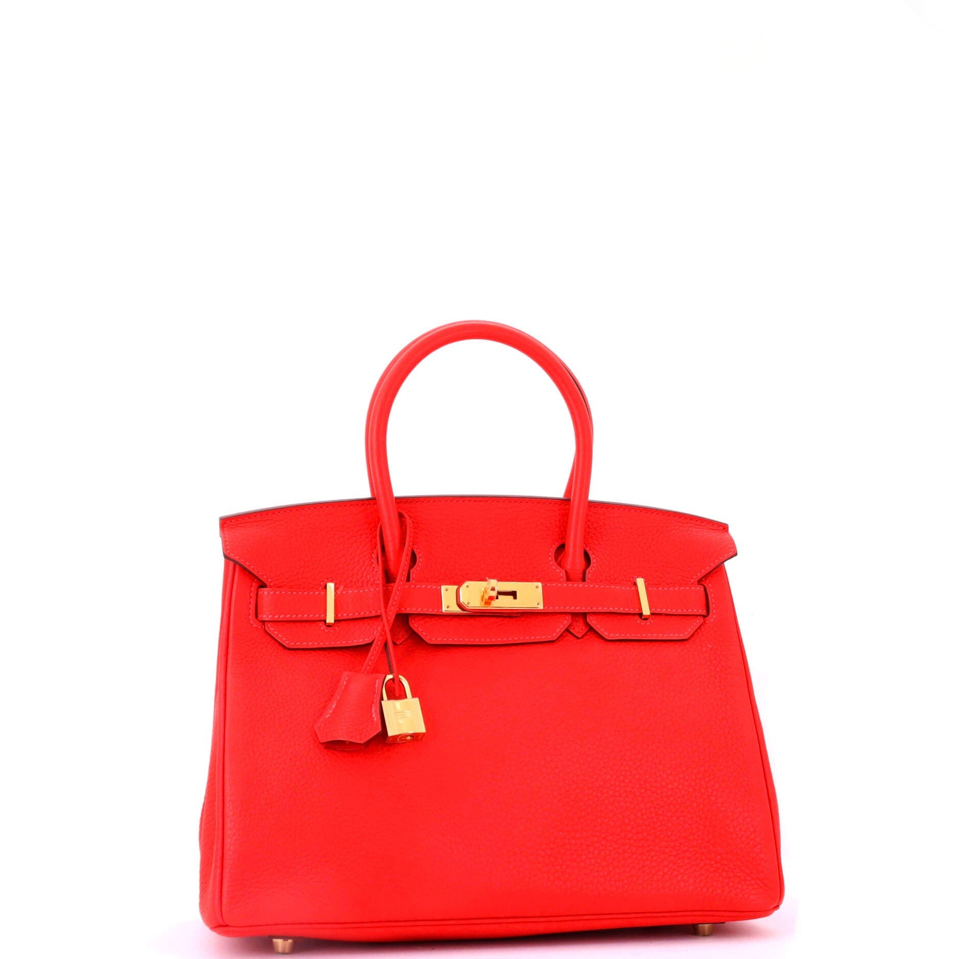 Pre-Owned Hermes Birkin Handbag Red Clemence with Gold Hardware 30, Alternate, color, 