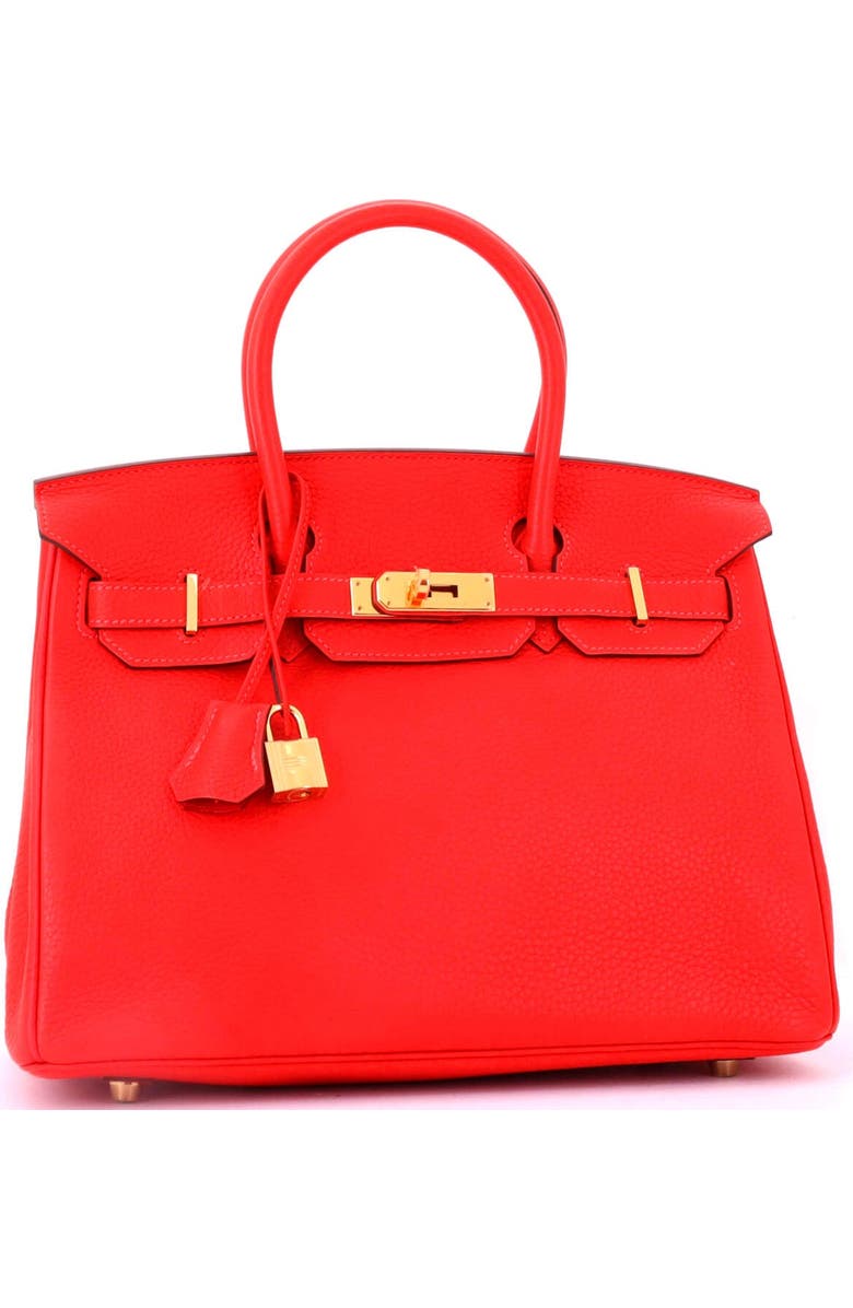 Pre-Owned Hermes Birkin Handbag Red Clemence with Gold Hardware 30, Alternate, color,