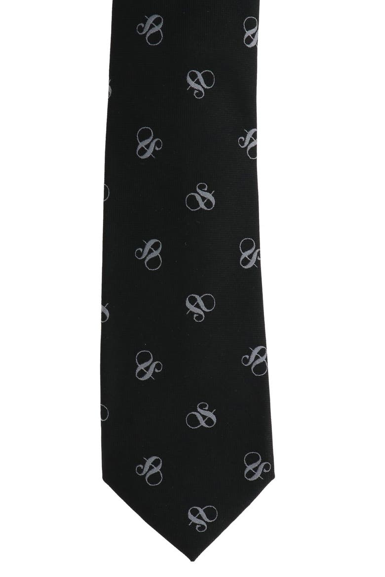 Ampersand Logo Print Tie, Alternate, color, BLACK