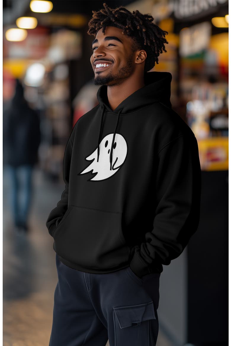 Giant Ghost Fleece Hoodie, Alternate, color, Black