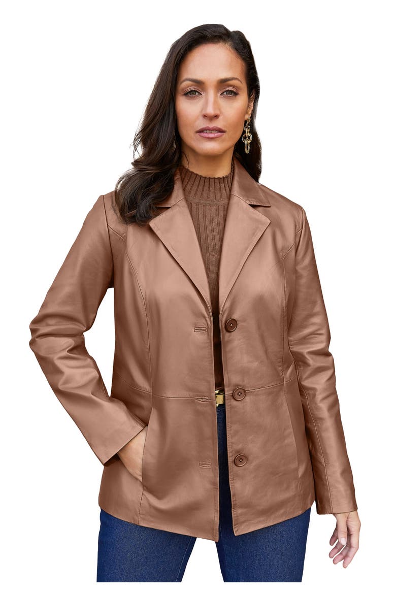 Leather Blazer, Main, color, CREAMY MOCHA