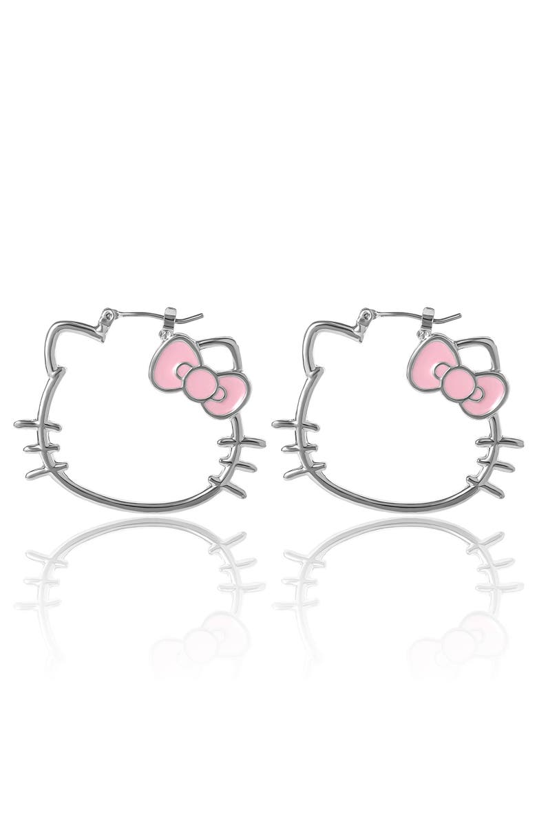 Hello Kitty Silhouette Hoop Earrings, Alternate, color, Silver