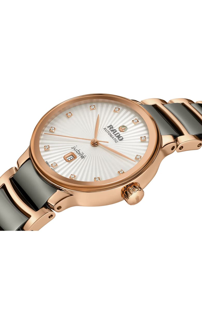 RADO Centrix Automatic Diamond Bracelet Watch, 30.5mm, Alternate, color, White/ Black
