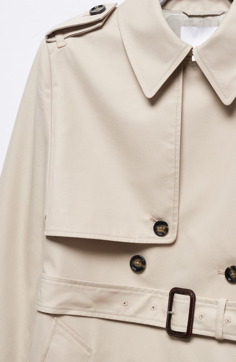 MANGO Double Breasted Water Repellent Trench Coat, Alternate, color,