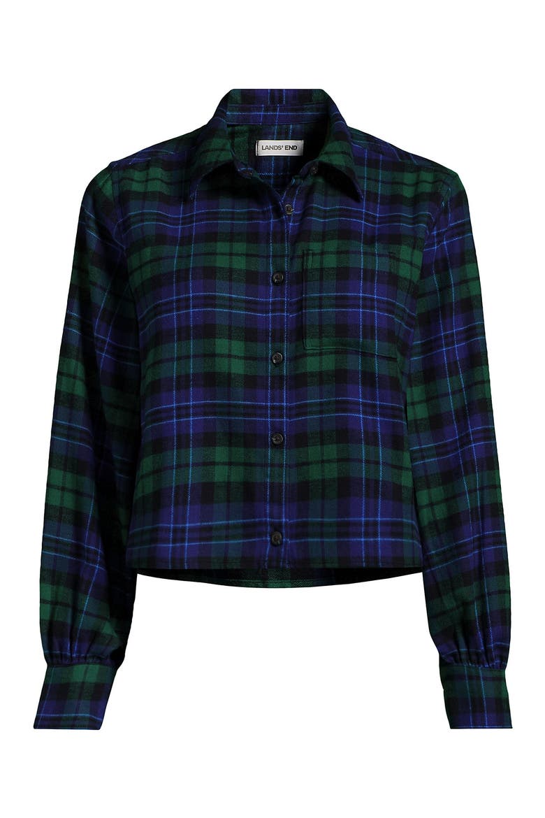 Plus Size Cropped Flannel Shirt, Alternate, color, Liberty Blue/Pine Blackwatch