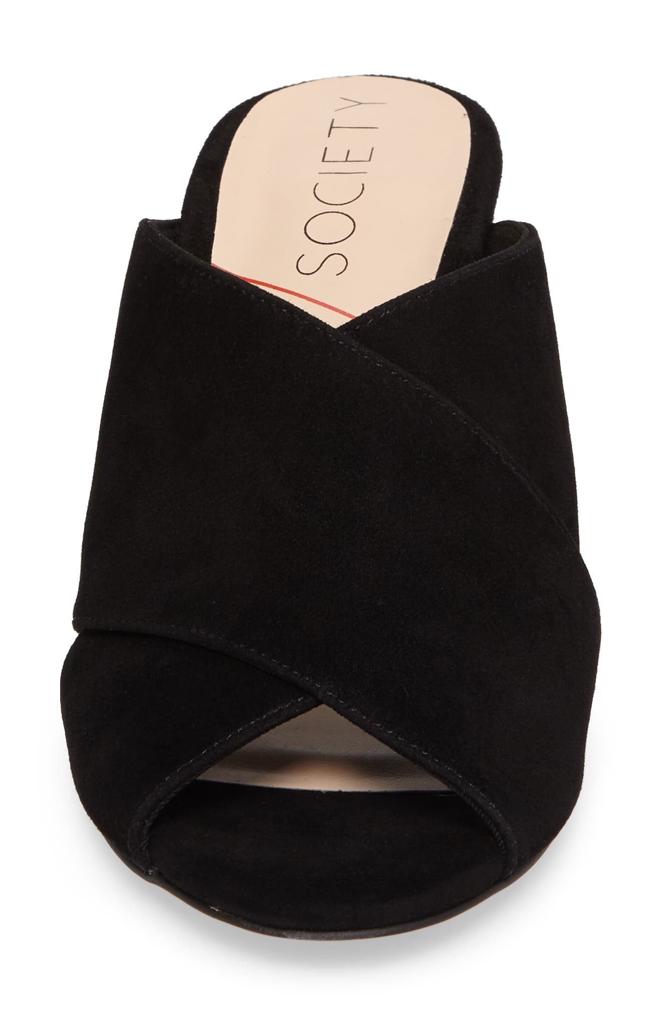 Luella Flower Embroidered Slide, Alternate, color, BLACK