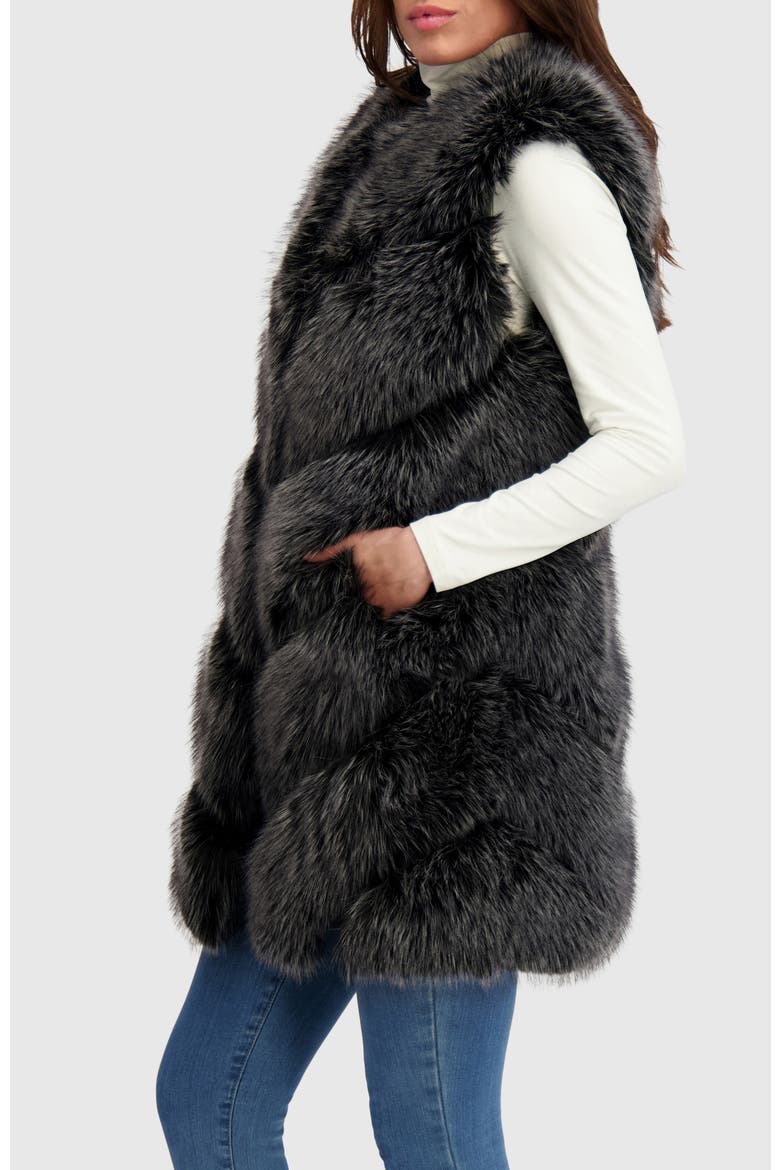 Fur-Free Fox (Faux Fur) Vest, Alternate, color, BLACK SNOWTOP