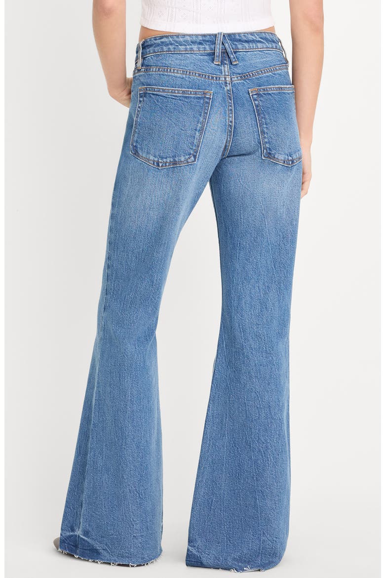 Raw Hem Low Rise Relaxed Flare Jeans, Alternate, color, INDIGO1287