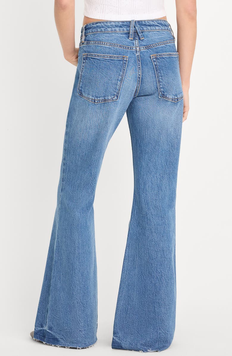 Good American Raw Hem Low Rise Relaxed Flare Jeans, Alternate, color, Indigo1287