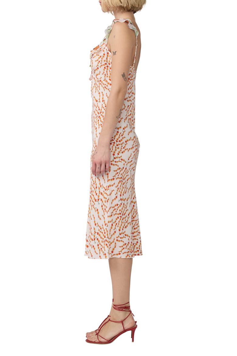 Christina Floral Ruffle Sleeve Midi Dress, Alternate, color, MIRAGE DITSY