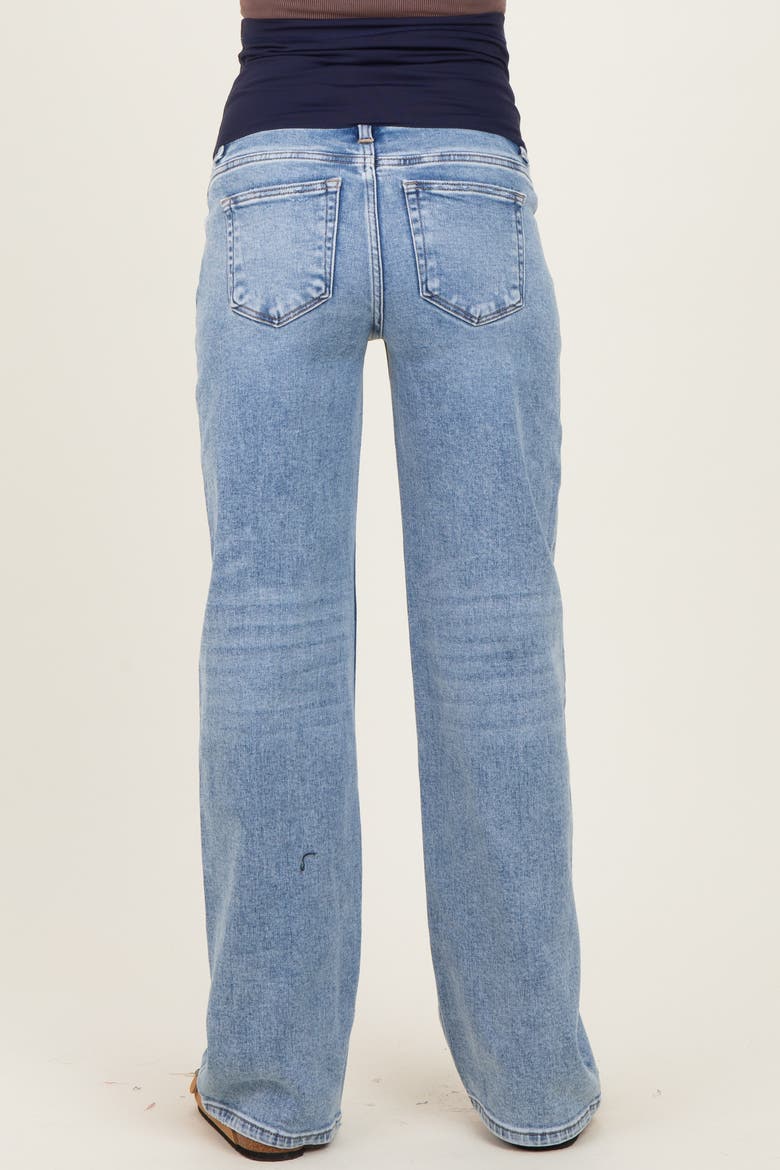 Lightly Distressed Maternity Wide Leg Jeans, Alternate, color, Blue