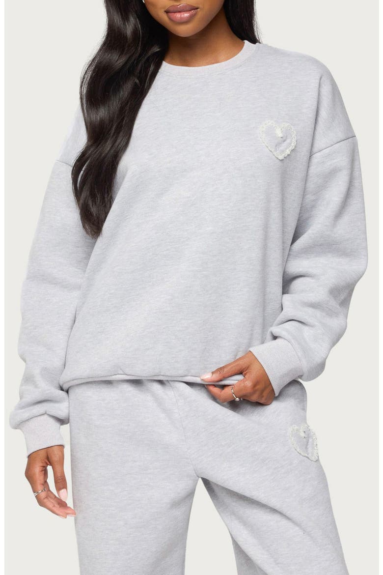 Love Edikted Oversized Sweatshirt, Main, color, GRAY-MELANGE