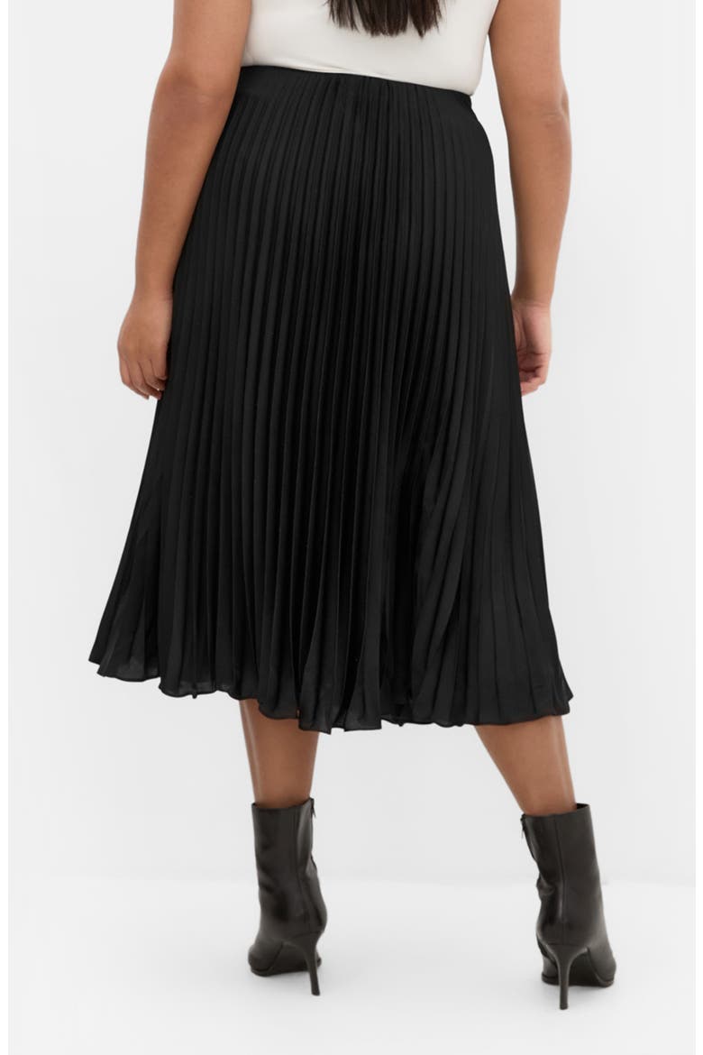 Selena Pleated Midi Skirt, Alternate, color, BLACK