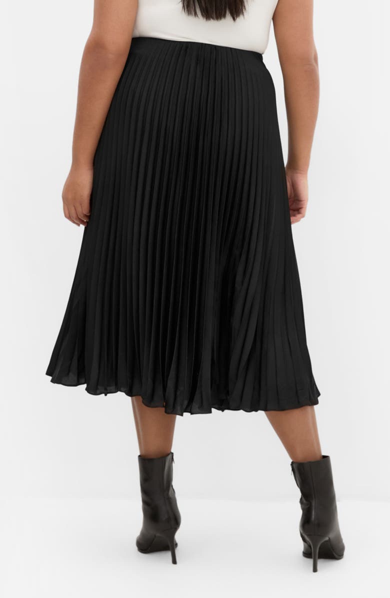City Chic Selena Pleated Midi Skirt, Alternate, color, Black