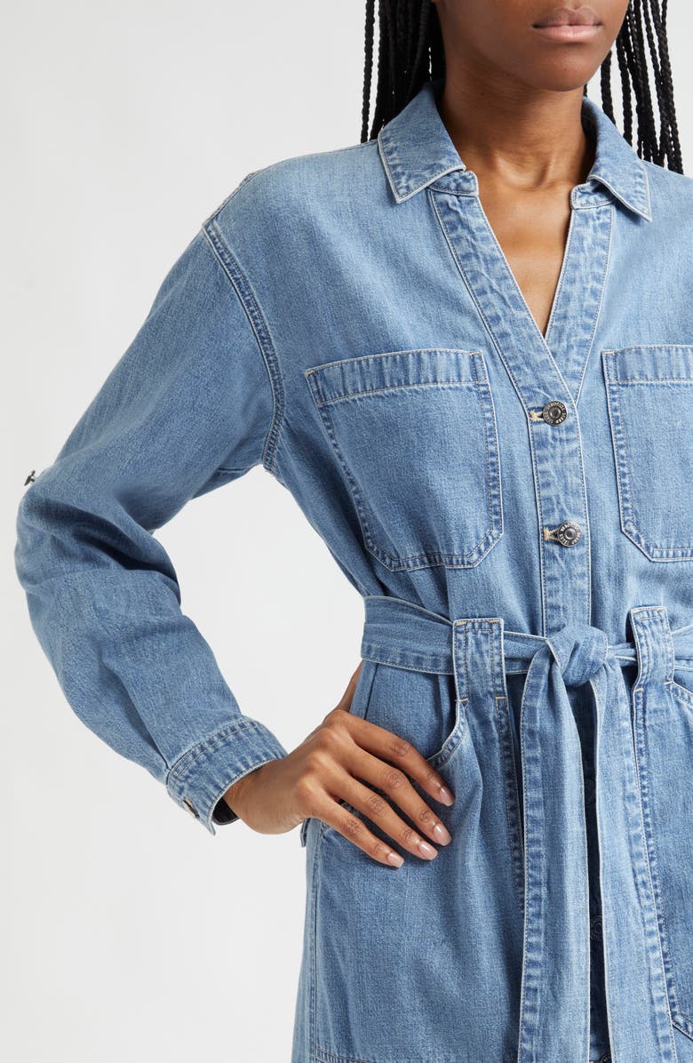 Veronica Beard Evelyn Long Sleeve Denim Shirtdress, Alternate, color, 