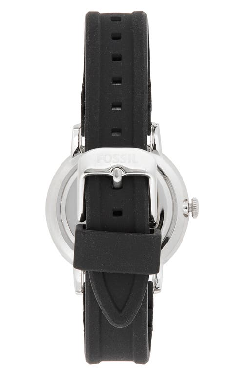 Fossil Minimalist Three Hand Quartz Silicone Strap Watch, 44mm In Silver