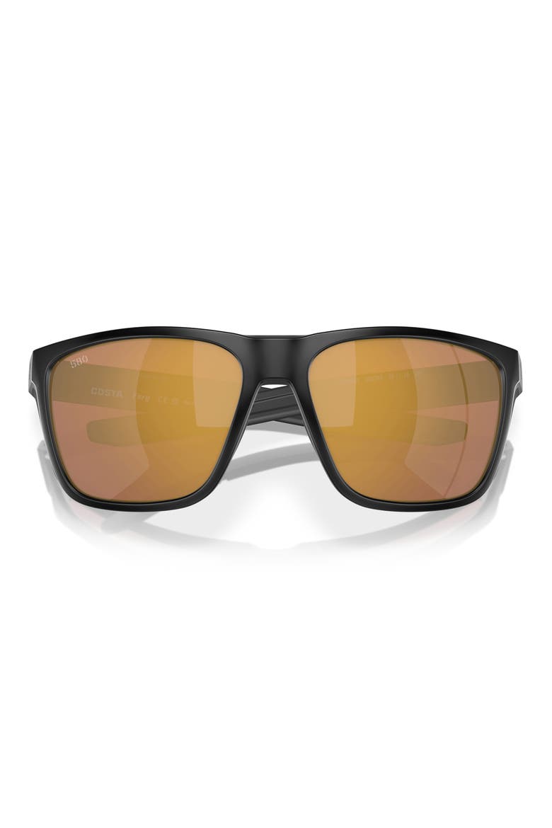 57mm Polarized Square Sunglasses, Alternate, color, MATTE BLACK/ GOLD MIRROR 580G