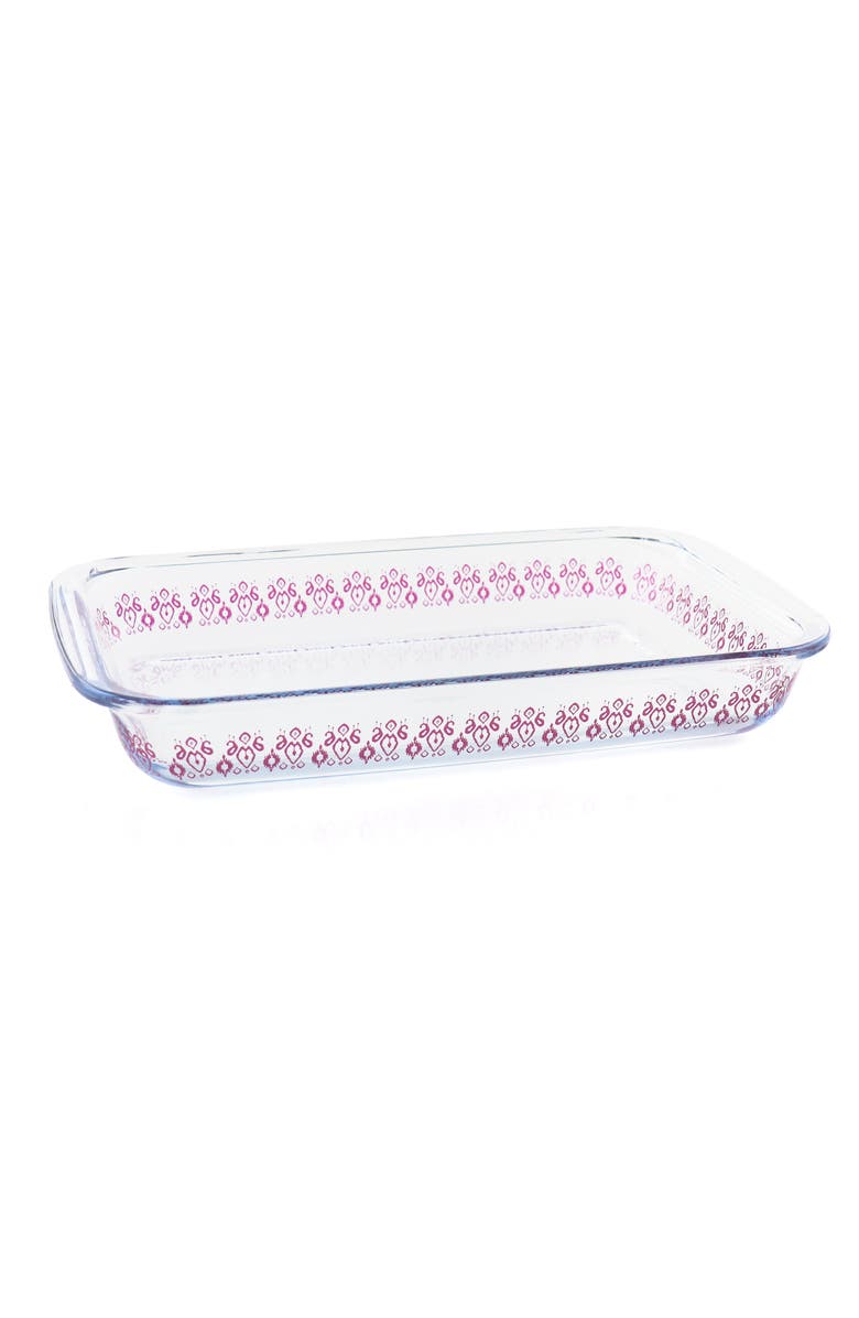 Spice By Tia Mowry 2.3 Quart Spicy Cloves Glass Rectangular Baker, Alternate, color, Pink