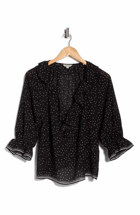 MAX STUDIO Ruffle Front Floral Top