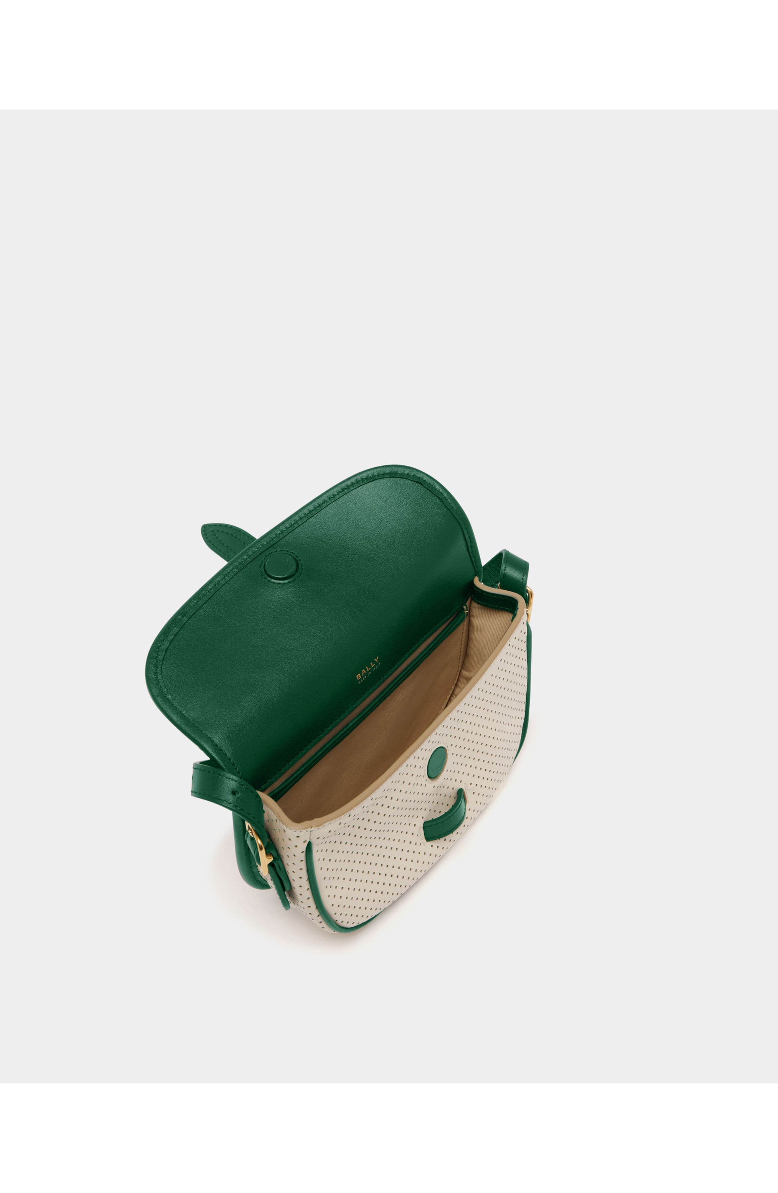 Bally Tennis Collection Minibag in Perforated Leather, Alternate, color, White