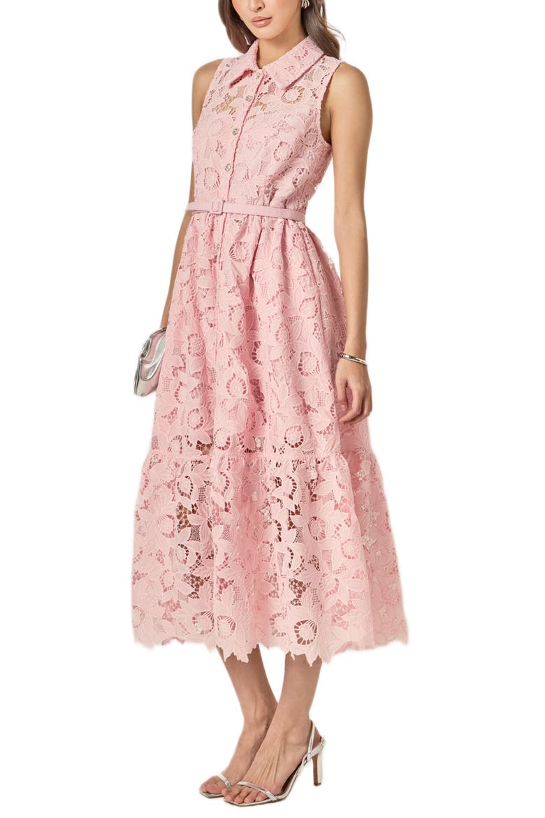 Sleeveless Lace Shirtdress, Alternate, color, PINK