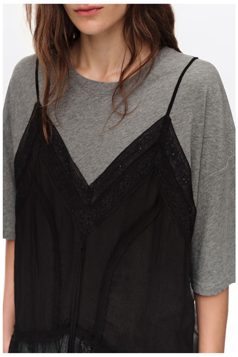 Fluid Layer Oversize T-shirt, Alternate, color, MELANGE GREY