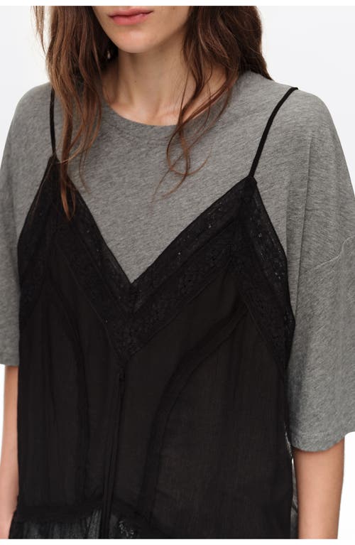 Bimba Y Lola Fluid Layer Oversize T-shirt In Melange Grey