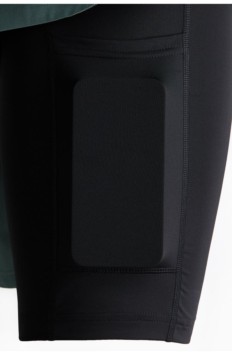 H&M Double-layered sports shorts with drymove, Alternate, color, Dusty Green