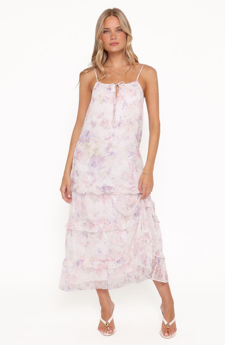 Petal & Pup Minka Floral Print Chiffon Maxi Dress, Alternate, color, White/ Multi Floral