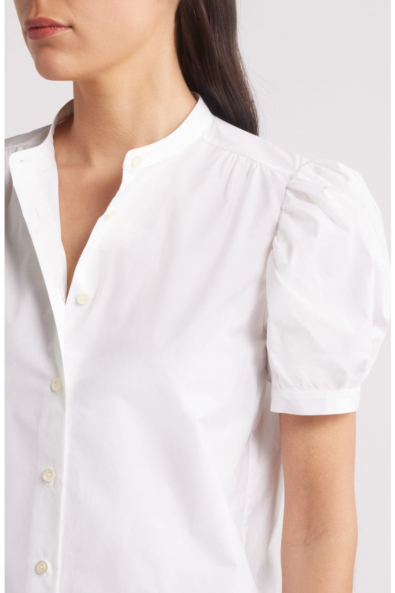 The Gathered Short Sleeve Button-Up Shirt, Alternate, color, WHITE