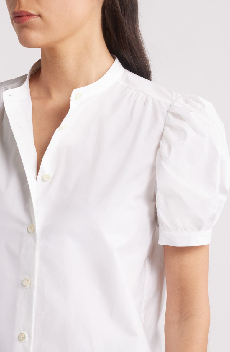 FRAME The Gathered Short Sleeve Button-Up Shirt, Alternate, color, White