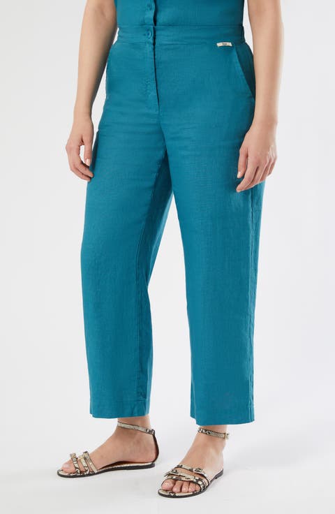 Vorafo Linen Crop Wide Leg Pants (Plus)