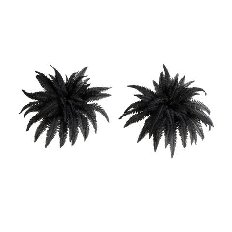 40-in Artificial Halloween Black Boston Fern - Set of 2