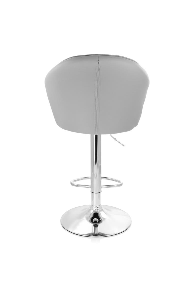 2 Piece Shell Back Faux Leather Adjustable Bar Stool, Alternate, color, Dark Gray